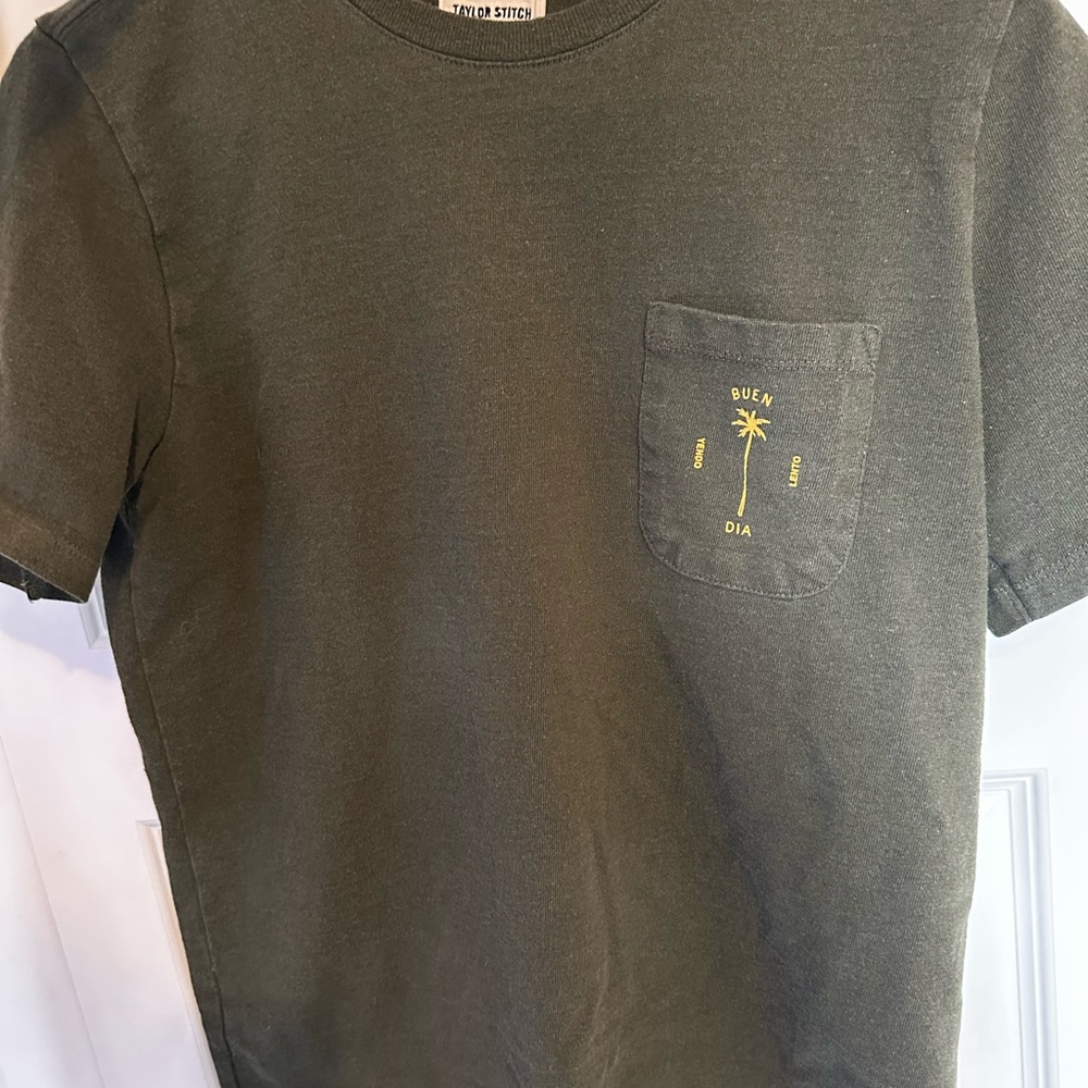Taylor Stitch Green Tee with Yellow Palm Graphic